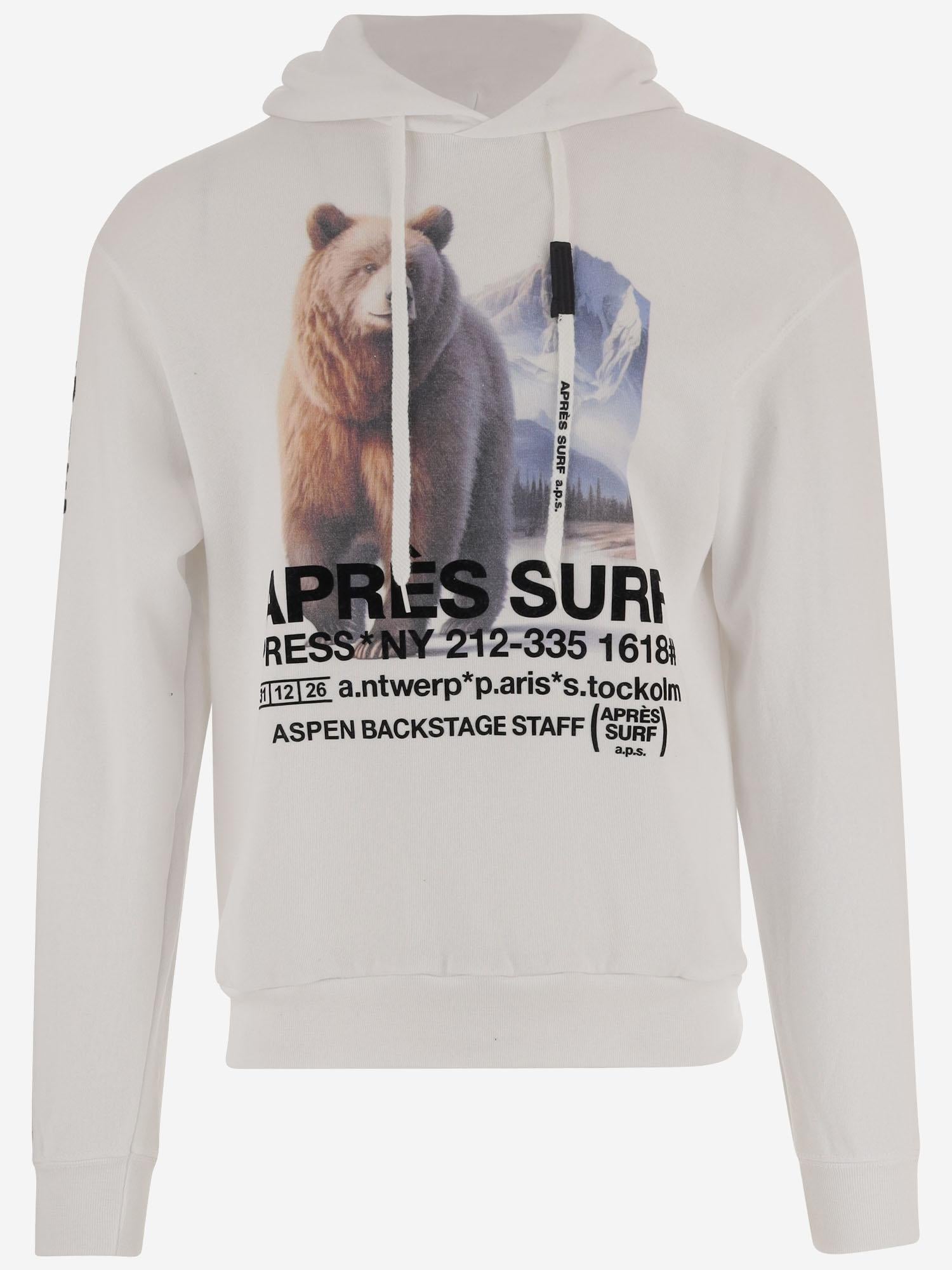 FELPA IN MISTO COTONE CON STAMPA GRAFICA 75K2HOODIE WHITE APRES SURF 