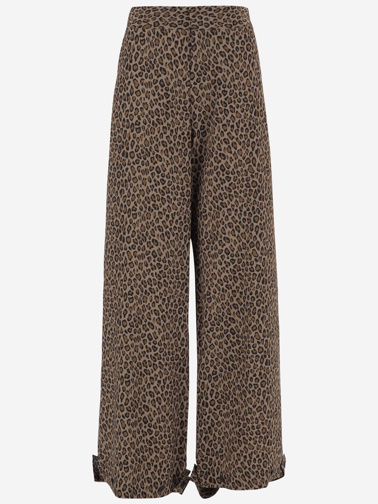 PANTALONI IN MISTO COTONE CON MOTIVO ANIMALIER S26307 0680 SASUPHI 