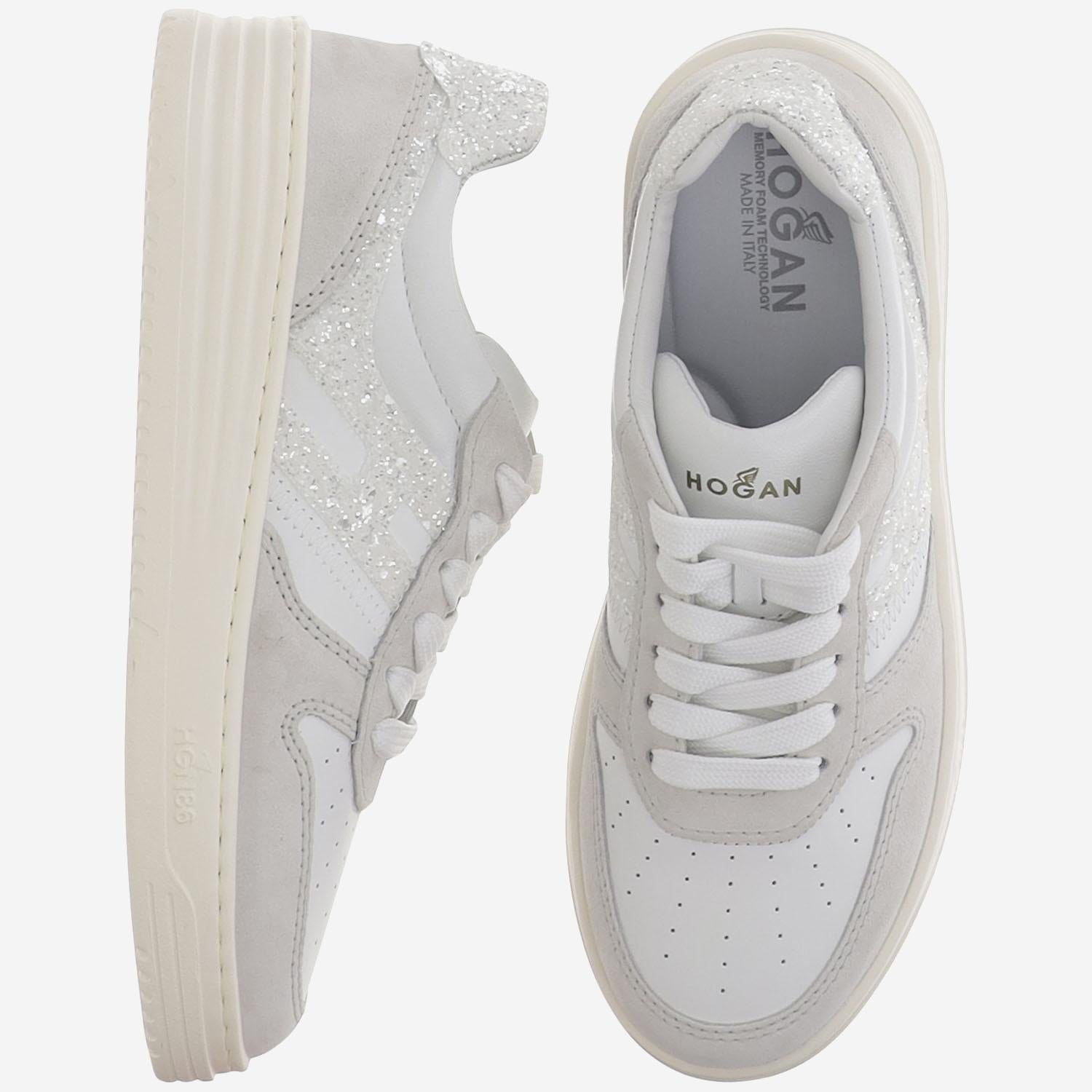 SNEAKERS IN PELLE CON LOGO GLITTER HXW6300FG50U4J B001 HOGAN 