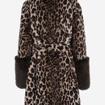 CAPPOTTO IN NYLON CON MOTIVO ANIMALIER E DETTAGLI IN PELLICCIA EF70 LEO005 UNCOMMON 