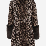 CAPPOTTO IN NYLON CON MOTIVO ANIMALIER E DETTAGLI IN PELLICCIA EF70 LEO005 UNCOMMON 