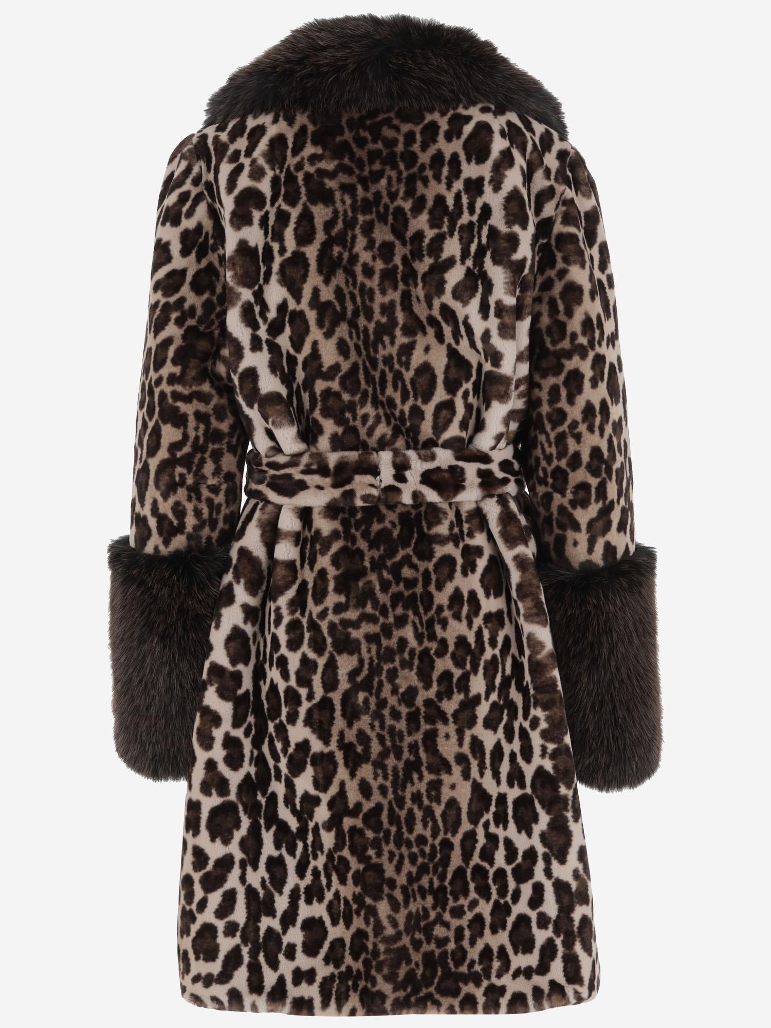 CAPPOTTO IN NYLON CON MOTIVO ANIMALIER E DETTAGLI IN PELLICCIA EF70 LEO005 UNCOMMON 
