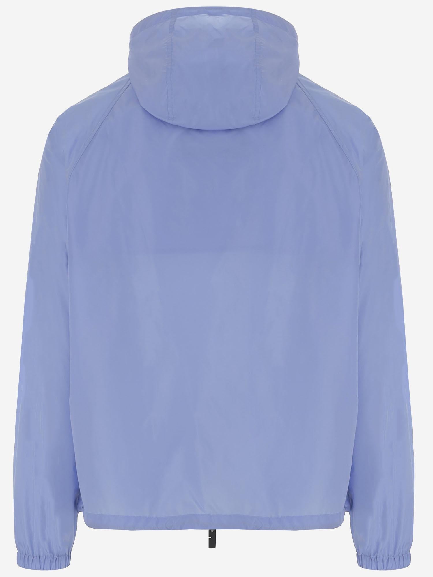 GIACCA CON CAPPUCCIO IN NYLON CON NASTRO CHECK 8122901 CORNFLOWERBLUE BURBERRY 