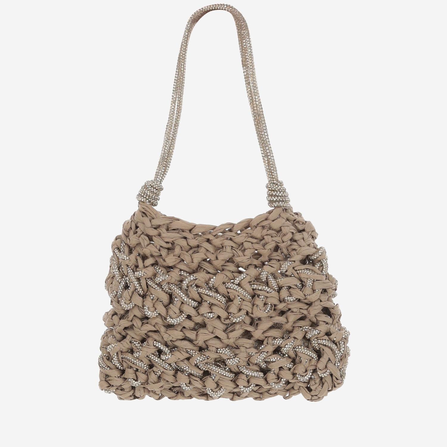 borsa vittoria in rafia VITTORIARAFIA AVORIOTORTORANERO MELA 