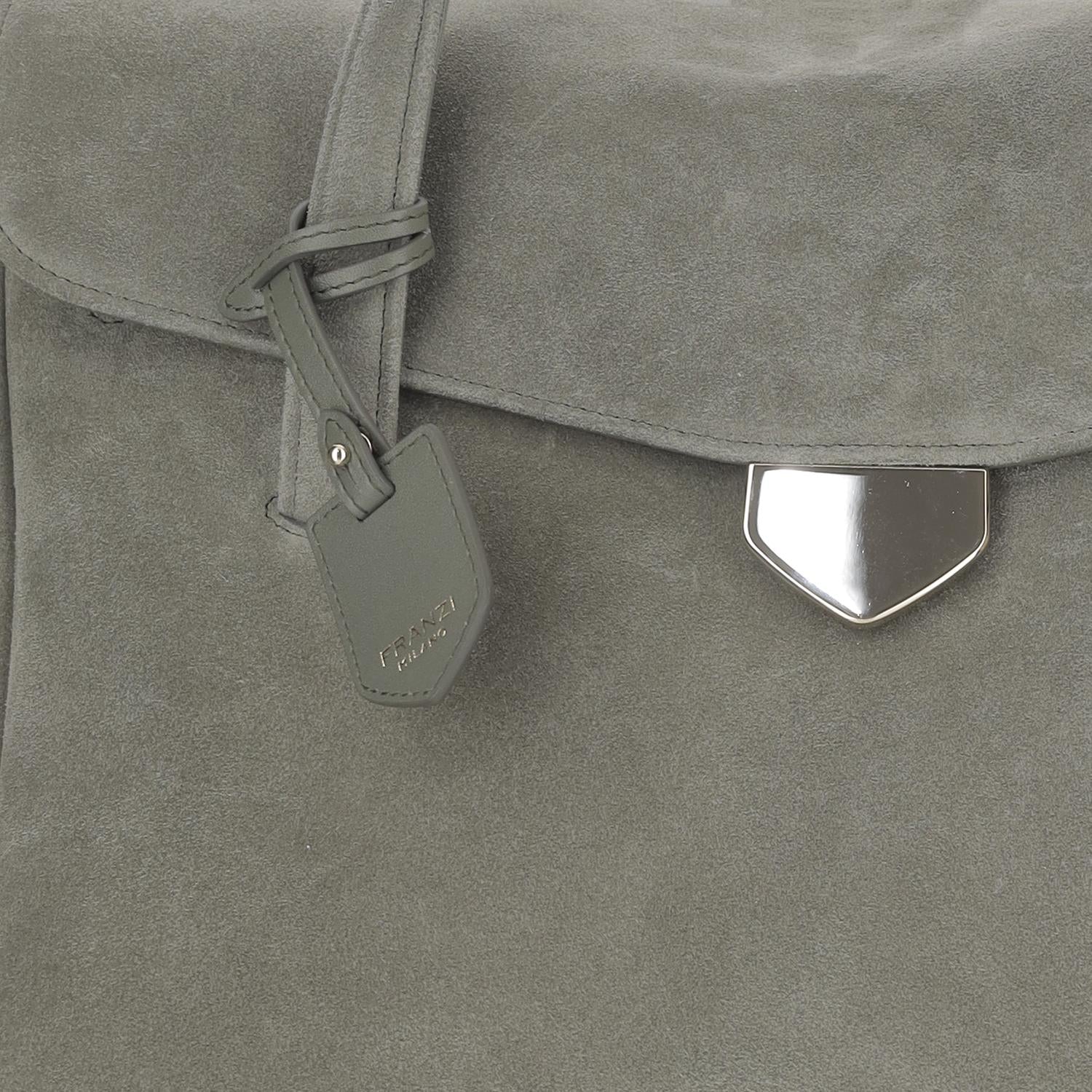 BORSA VIRGINIA IN PELLE SCAMOSCIATA VIRGINIA SMOKYGREEN FRANZI MILANO 