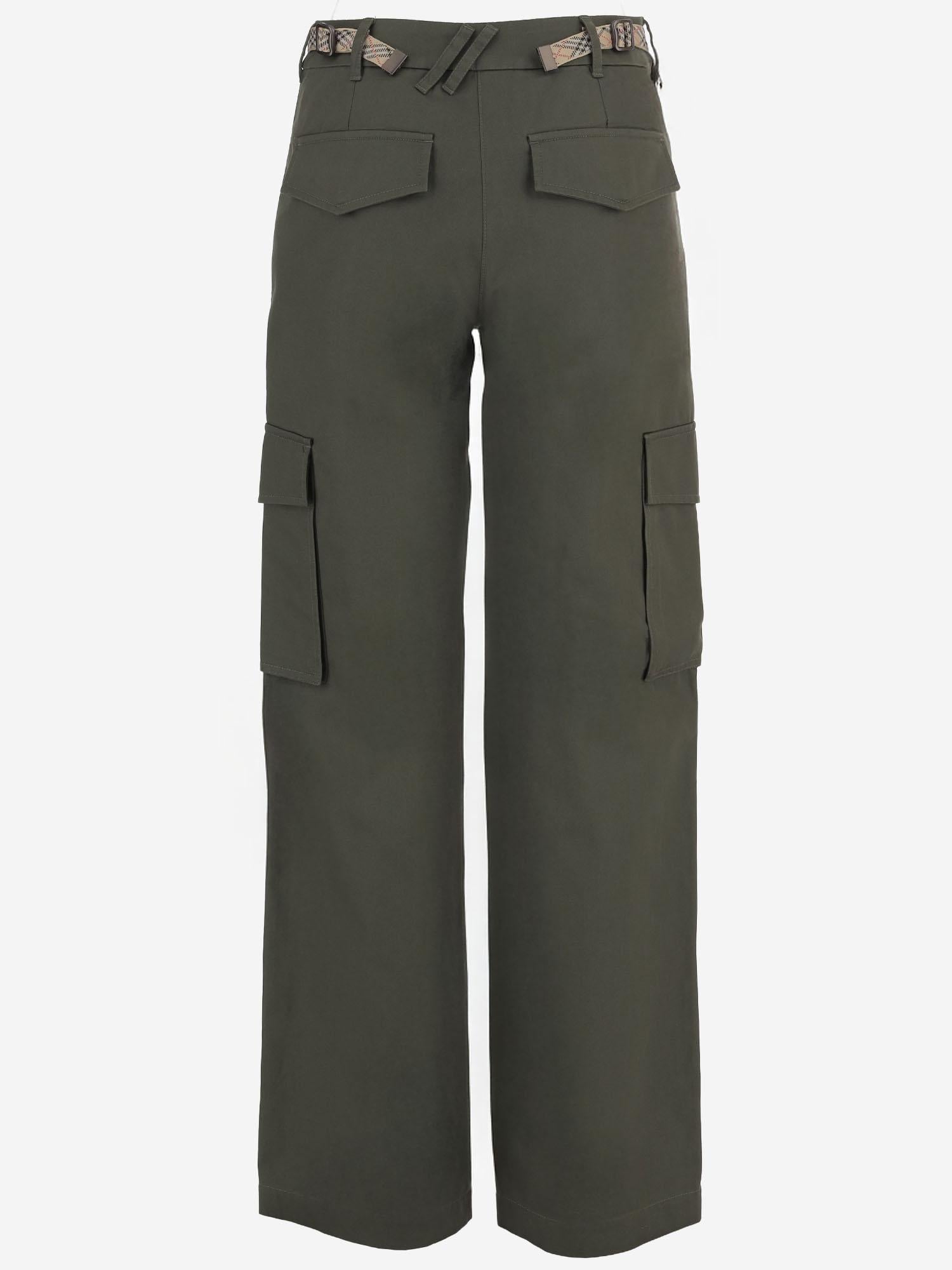 PANTALONI CARGO IN COTONE CON FINITURE CHECK 8118420 MARROWGREEN BURBERRY 