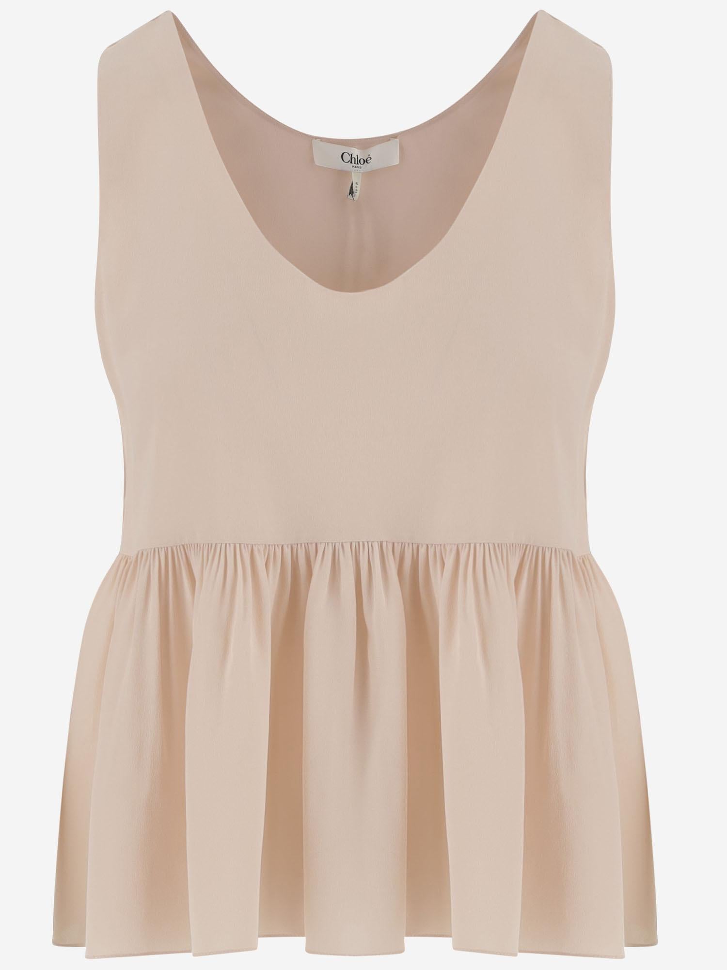 Top arricciato in crêpe di seta CH26SHT30005 6H6 CHLOE 