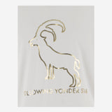 T-SHIRT FOLLOWING YONDER STAR <BR/>IN COTONE STRETCH BIANCO GOLD BINI SILVIA 