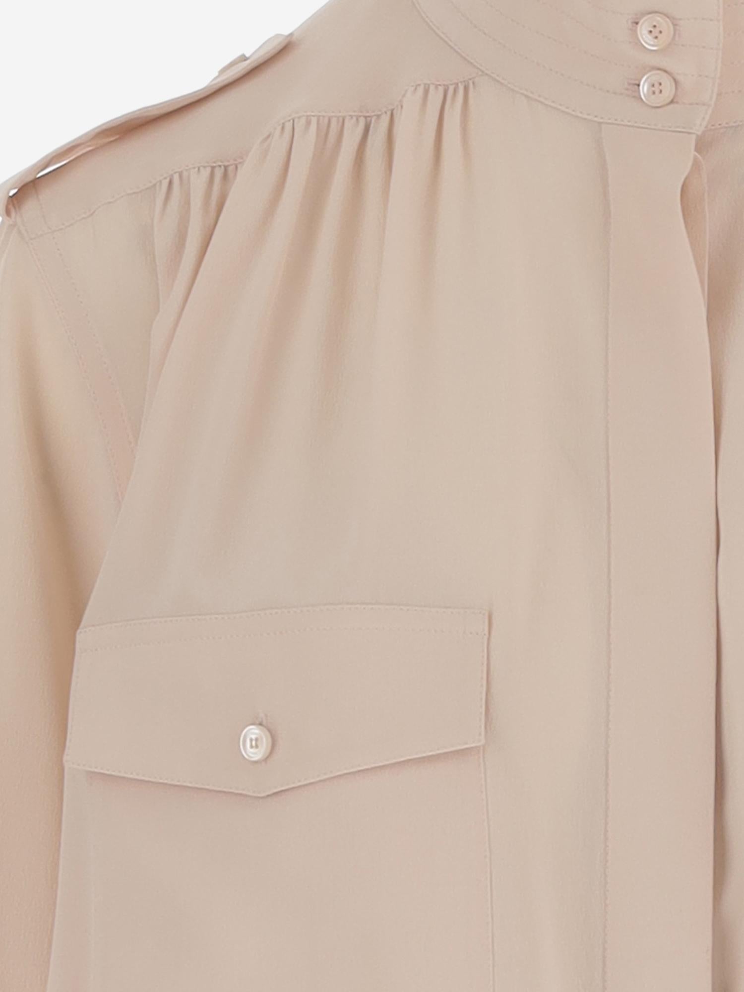 Camicia plissettata in crêpe di seta CH26SHT20005 6H6 CHLOE 