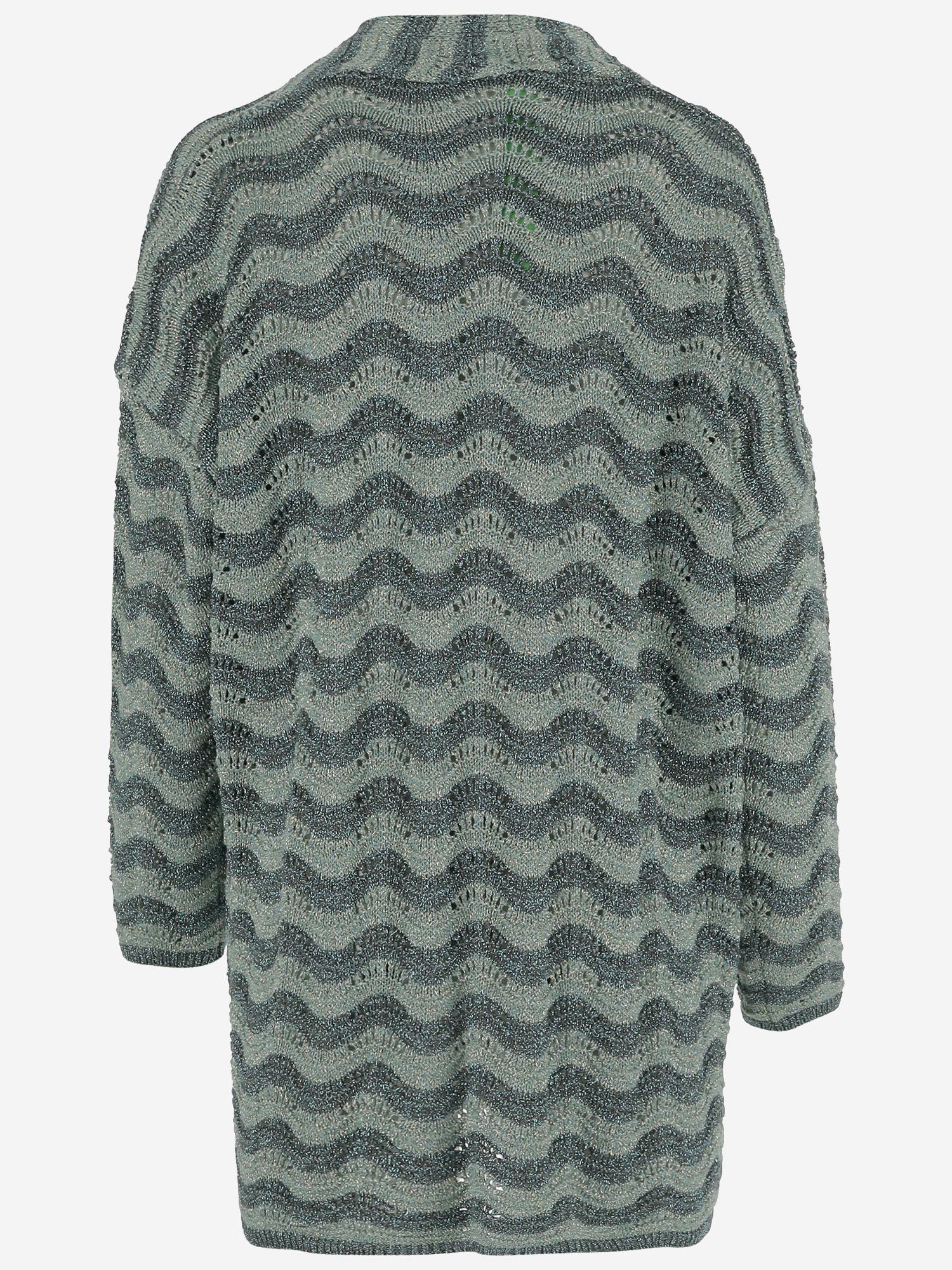 CARDIGAN OPEN-FRONT IN MISTO VISCOSA CON MOTIVO ONDULATO 066 VERDE COLOUR MARKET 