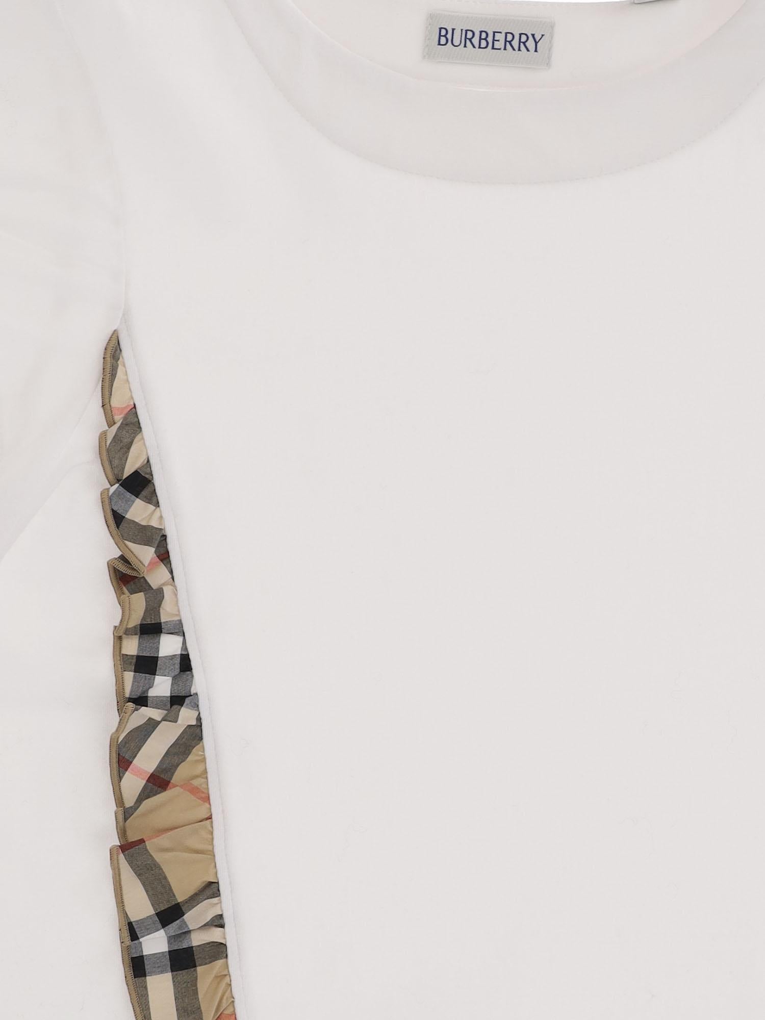 TOP IN COTONE STRETCH CON MOTIVO CHECK 8117403 WHITE BURBERRY KIDS 