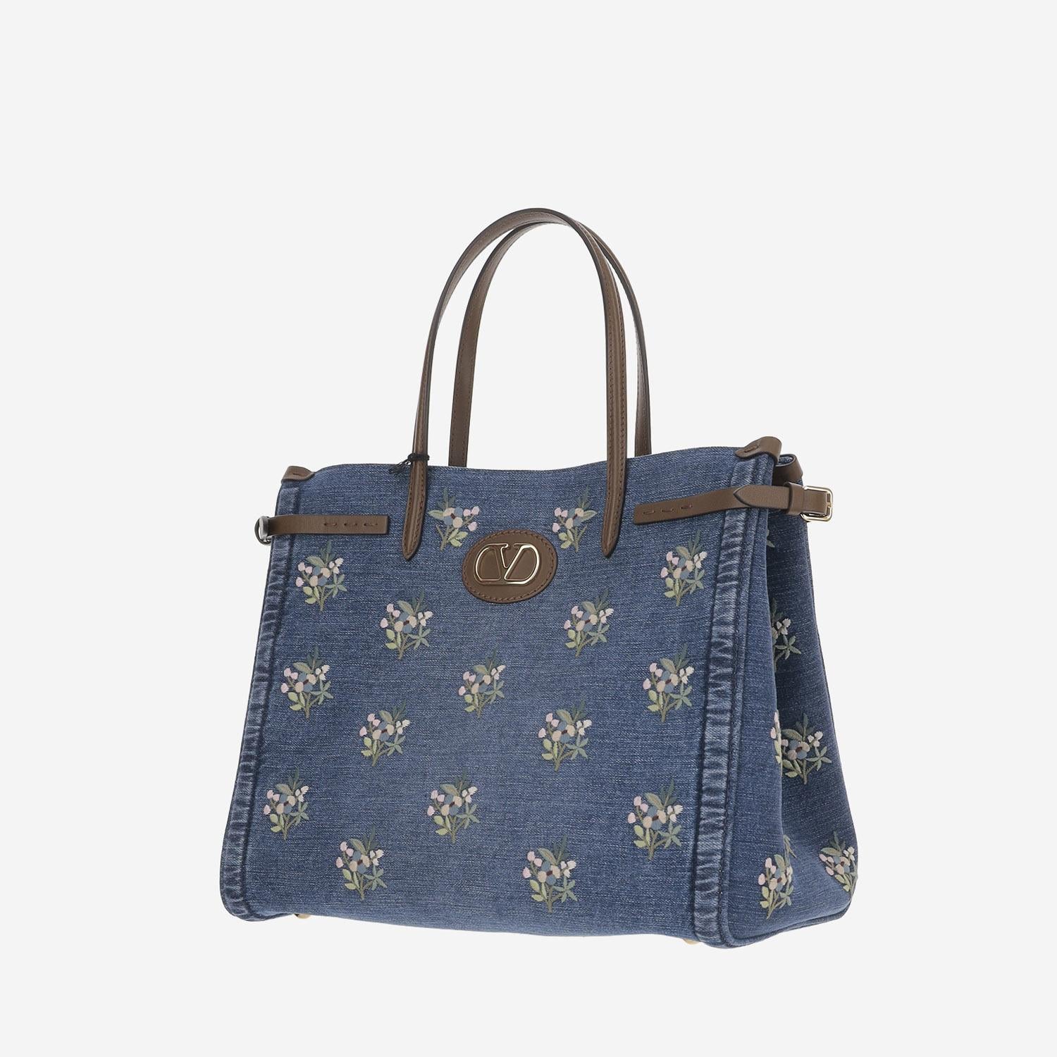 BORSA SHOPPHIG ANTIBES IN DENIM CON RICAMI 8W0B0R19 AXEAXM VALENTINO GARAVANI 