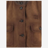 GILET IN PELLE SCAMOSCIATA CERATA MPT318 19MLF0046 MIU MIU 