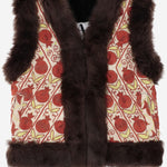 Gilet suzani con pelliccia di pecora DB4351 WHITEWITHPINKEMBROIDERY ZAZI 