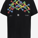T-SHIRT IN COTONE CON STAMPA E LOGO AKJYTE 1036Black AMIRI KIDS 