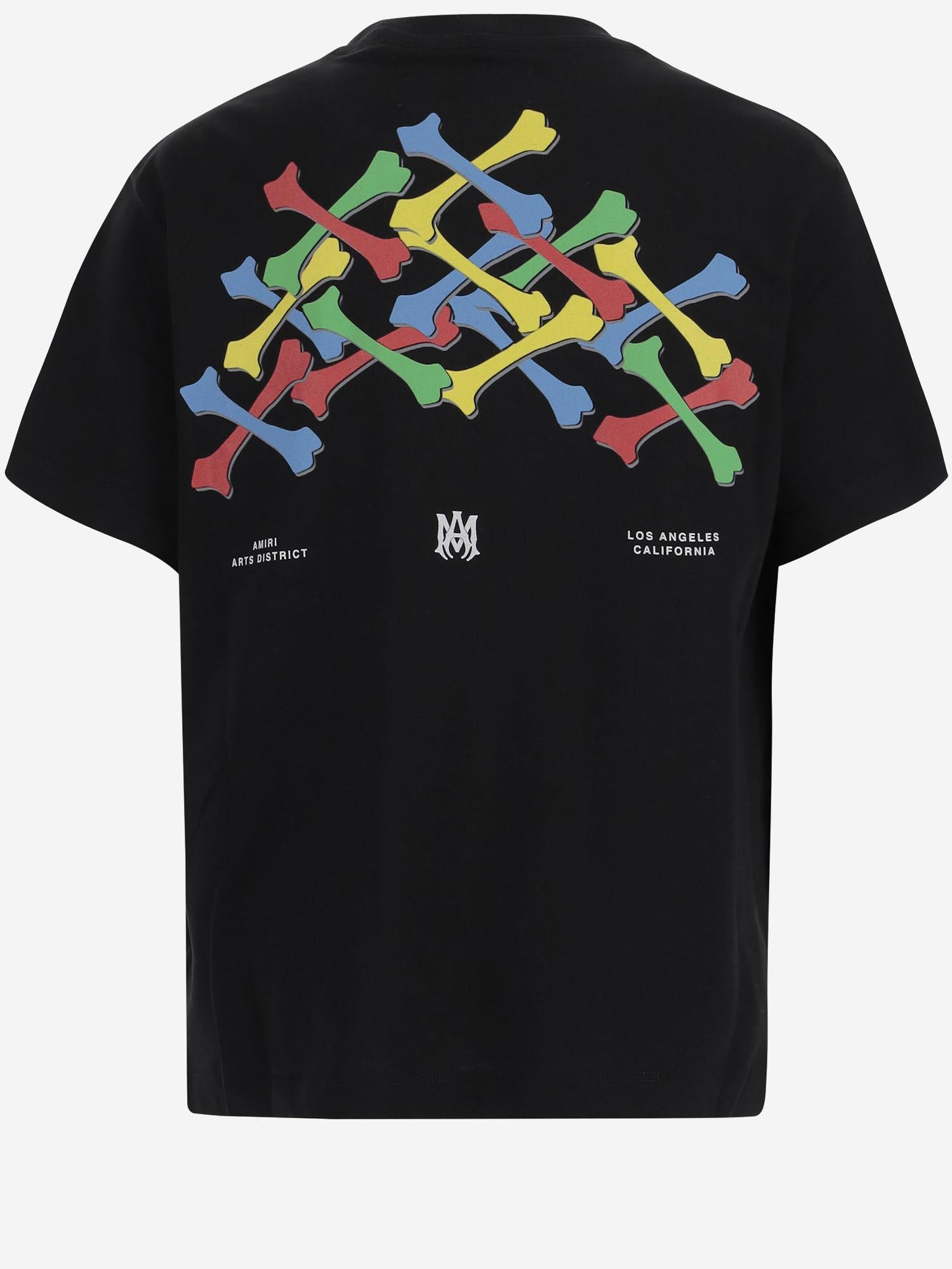T-SHIRT IN COTONE CON STAMPA E LOGO AKJYTE 1036Black AMIRI KIDS 