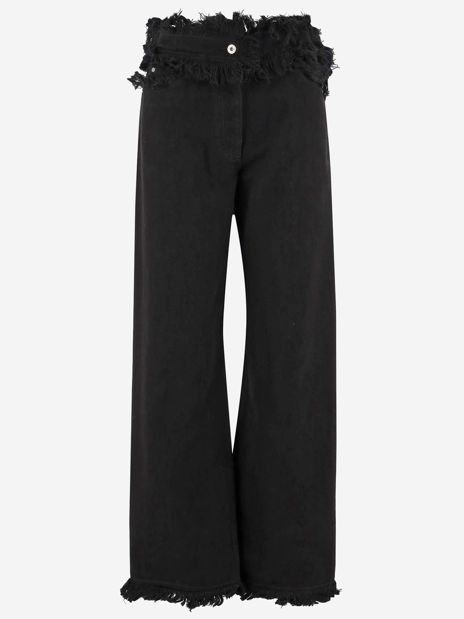 PANTALONI DI COTONE SFRANGIATI 13G876 NERO SALVATORE FERRAGAMO 