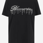 T-SHIRT IN COTONE CON LOGO AD EFFETTO COLATO 4T063A N0990 BLUMARINE 
