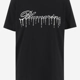 T-SHIRT IN COTONE CON LOGO AD EFFETTO COLATO 4T063A N0990 BLUMARINE 