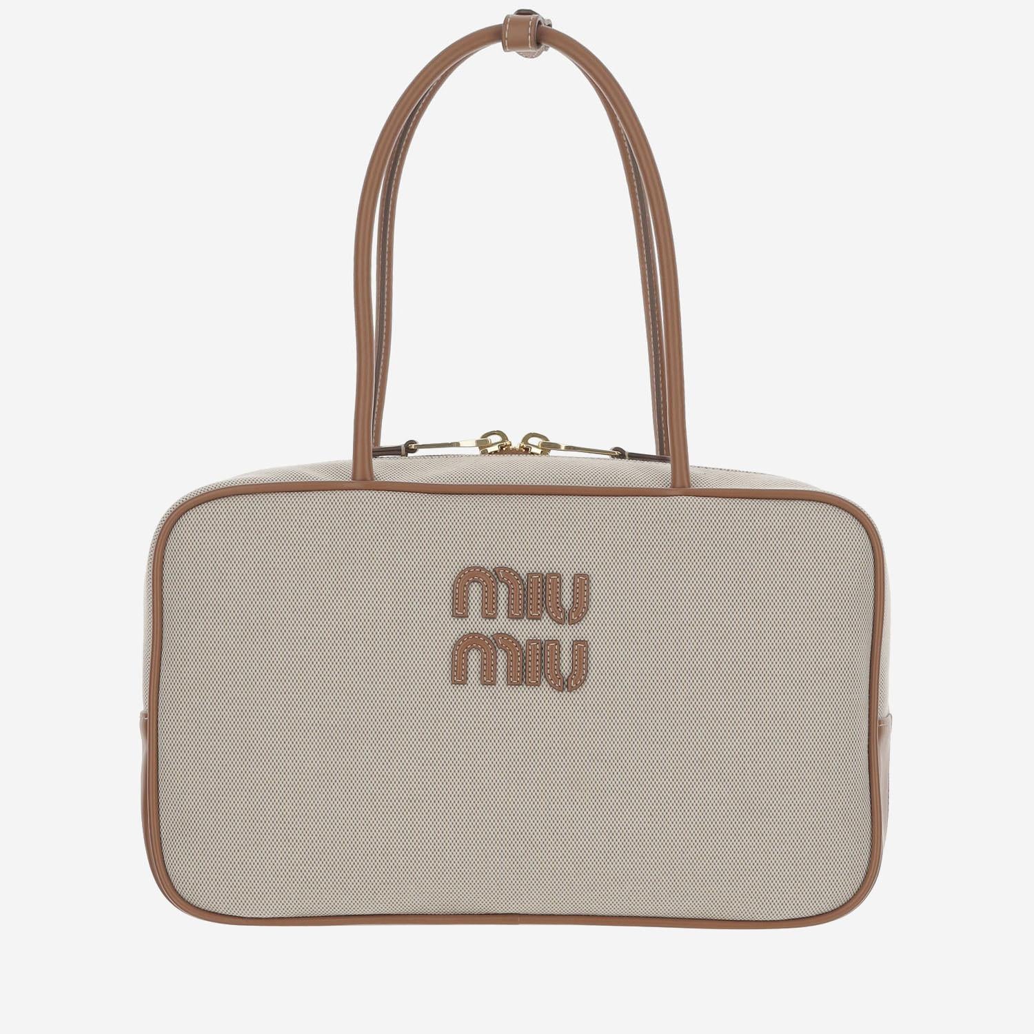 BORSA BEAU IN CANVAS E PELLE 5BB163 ACRNF062F MIU MIU 