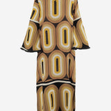 ABITO LUNGO IN LINO CON STAMPA GEOMETRICA CASILDA YELLOW PHILIPPA 1970 