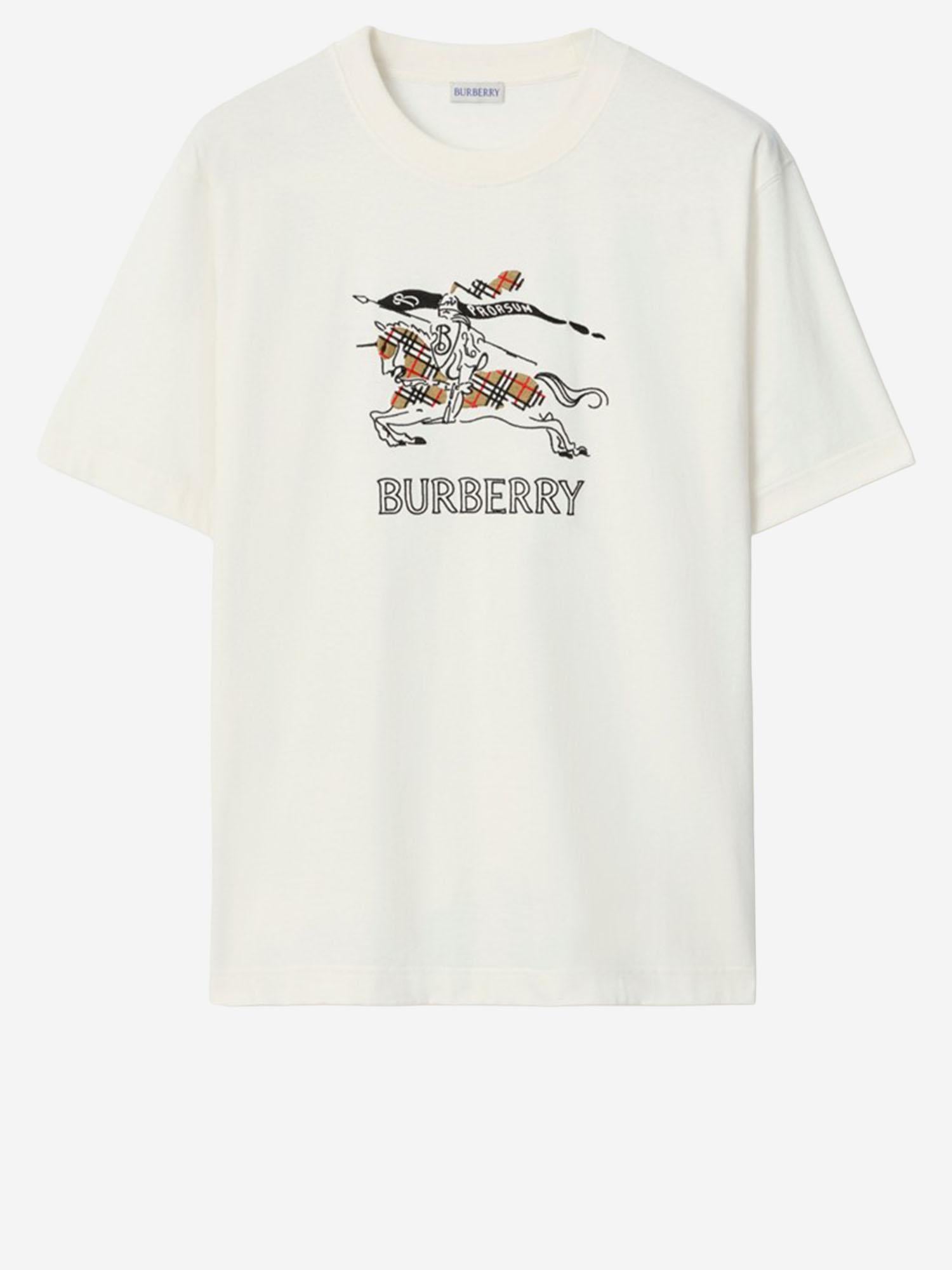 T-SHIRT IN COTONE CON EKD DISEGNATO 8121034 CHALK BURBERRY 