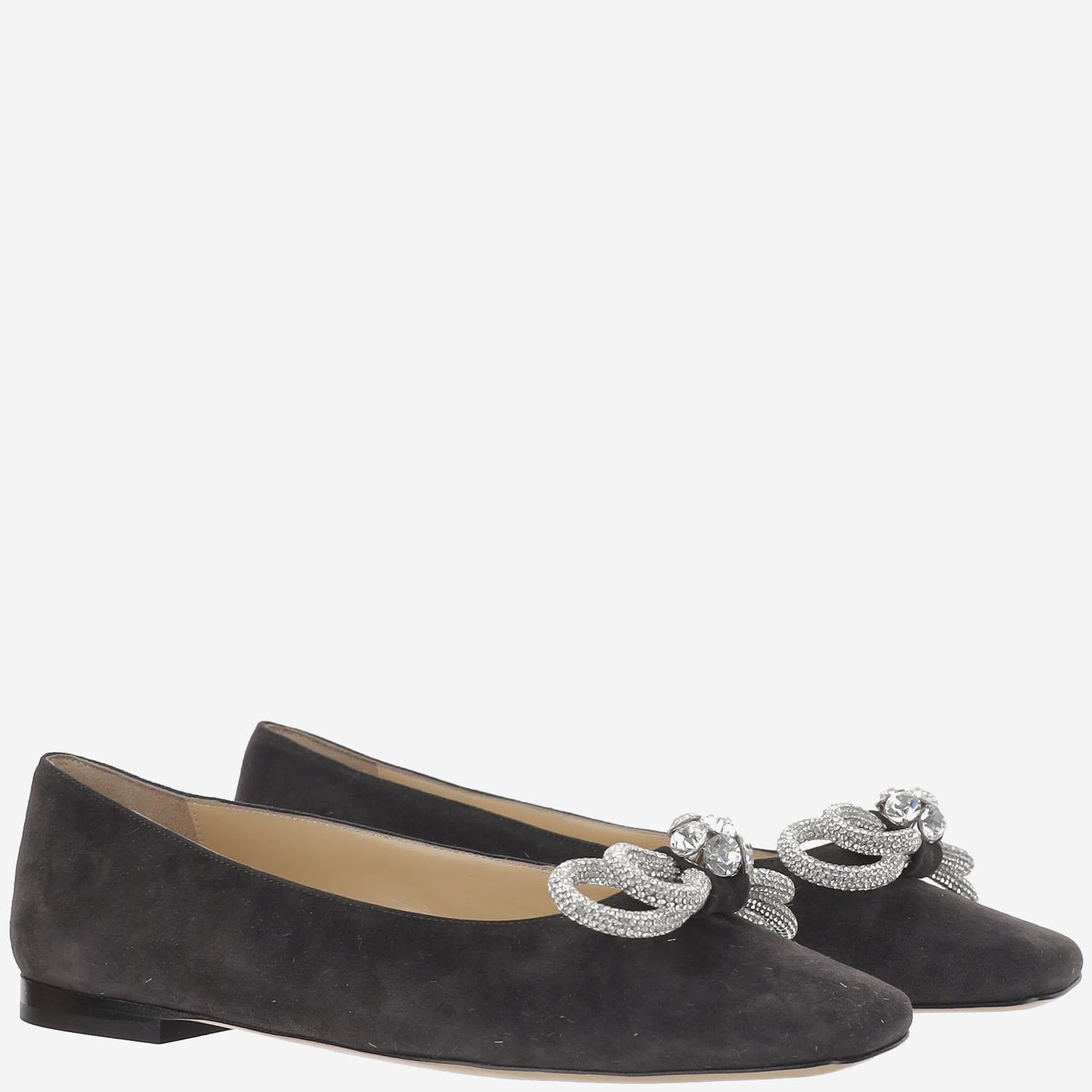 Ballerine pelle scamosciata con doppio fiocco S094510 SUEBLK MACH & MACH 