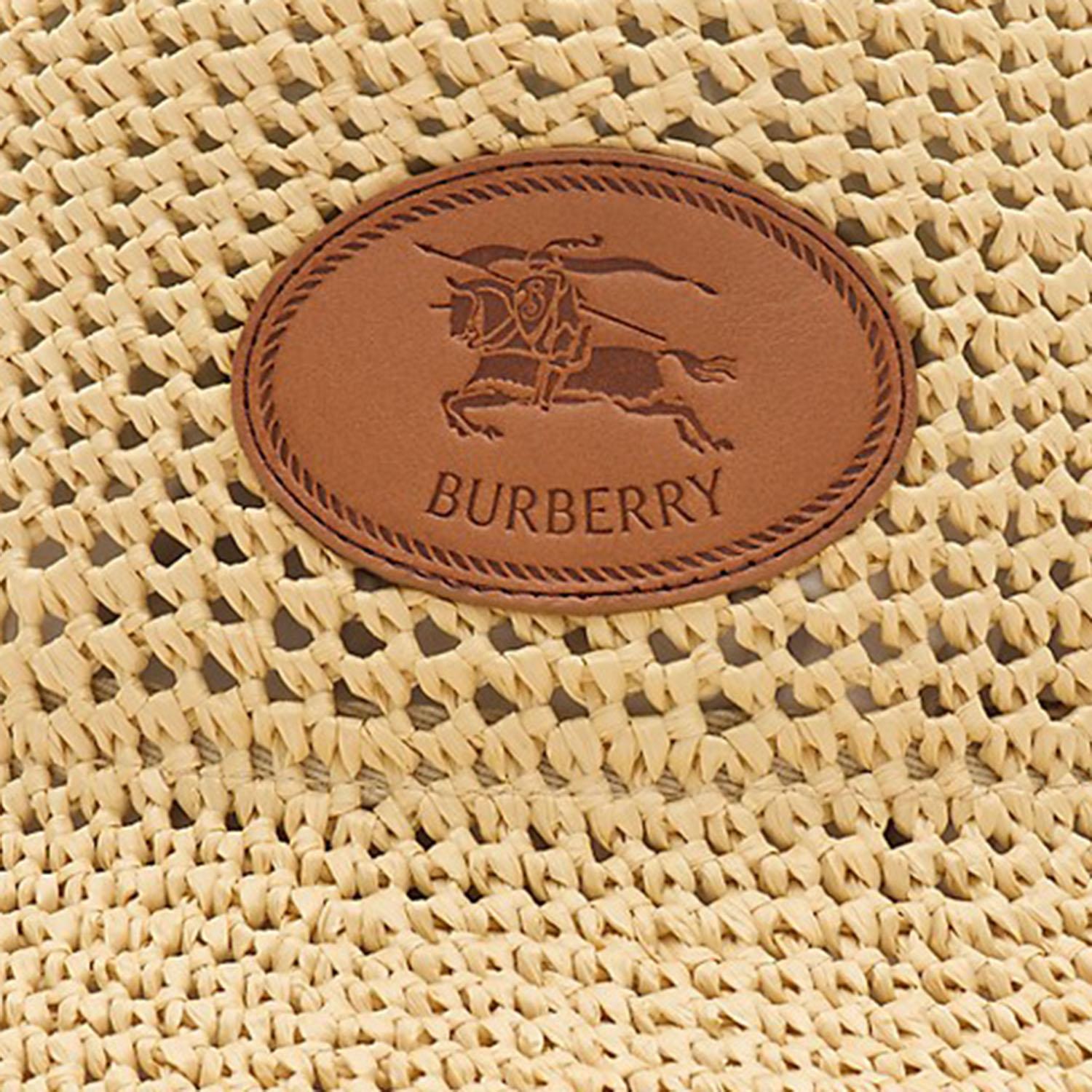 CAPPELLO BUCKET IN RAFIA CON LOGO 8126535 NATURAL BURBERRY 