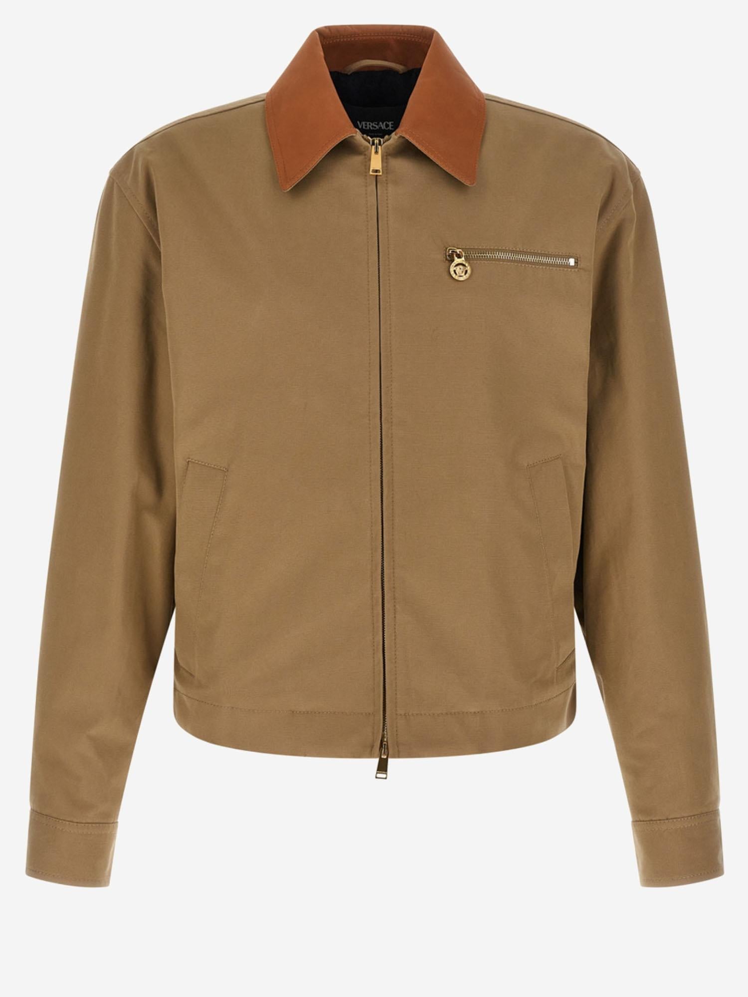 GIACCA IN COTONE CON COLLETTO A CONTRASTO 1022244 1A168021KM00 VERSACE 