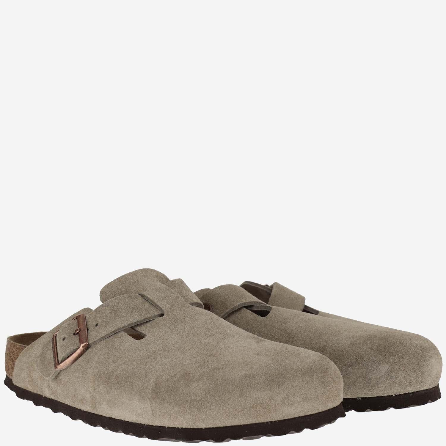 SABOT BOSTON IN PELLE SCAMOSCIATA 560773 TAUPE BIRKENSTOCK 
