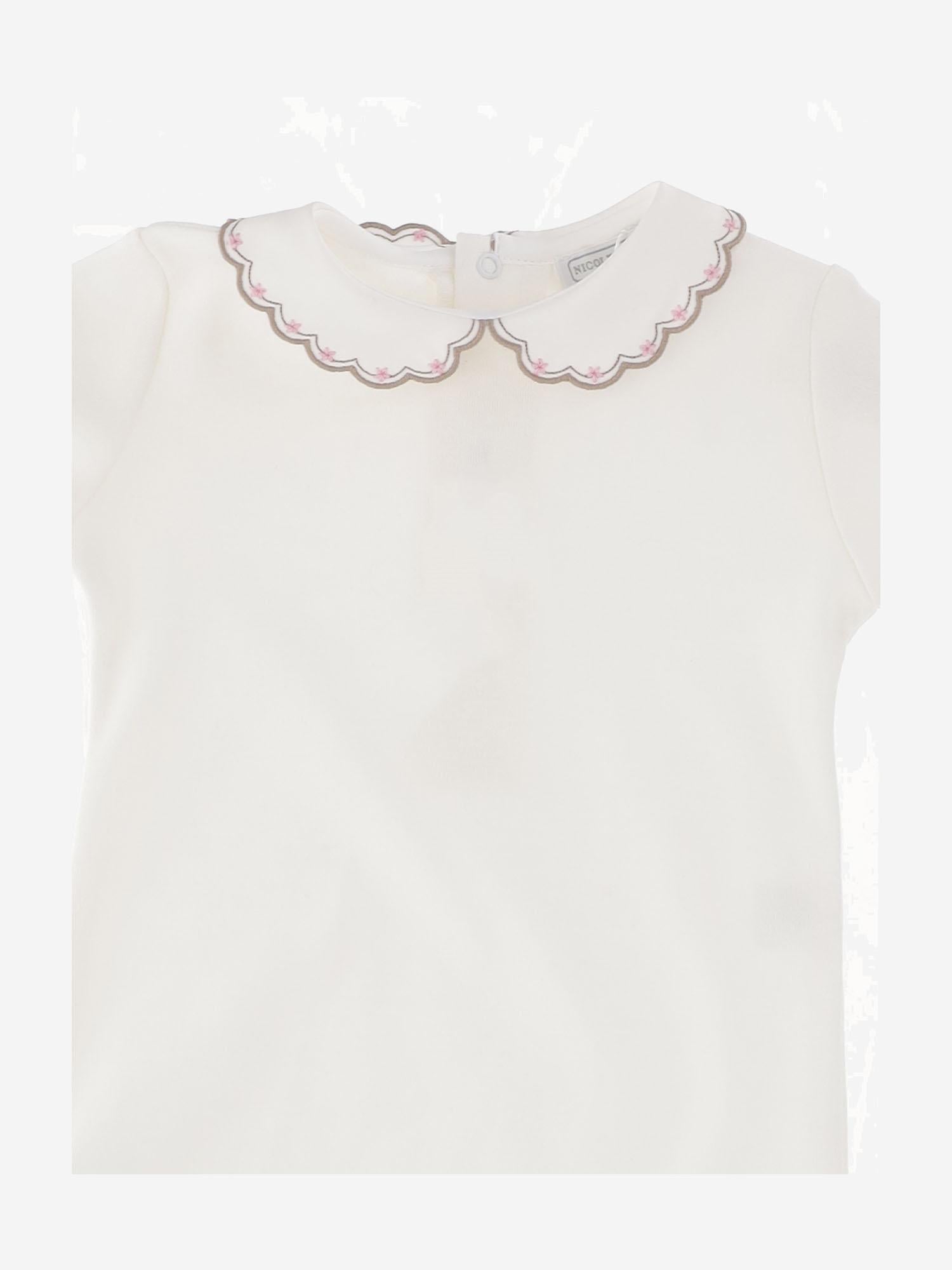 BODY IN COTONE CON COLLETTO RICAMATO BODY BEIGEROSA NICOLETTA FANNA KIDS 