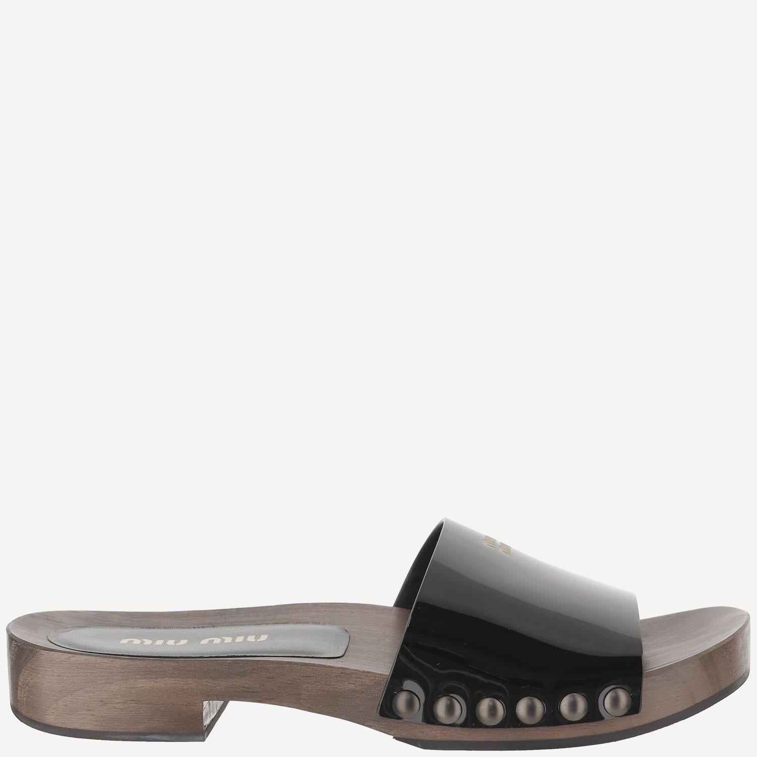 SANDALI IN PELLE CON LOGO 5Z425E 069F0002 MIU MIU 