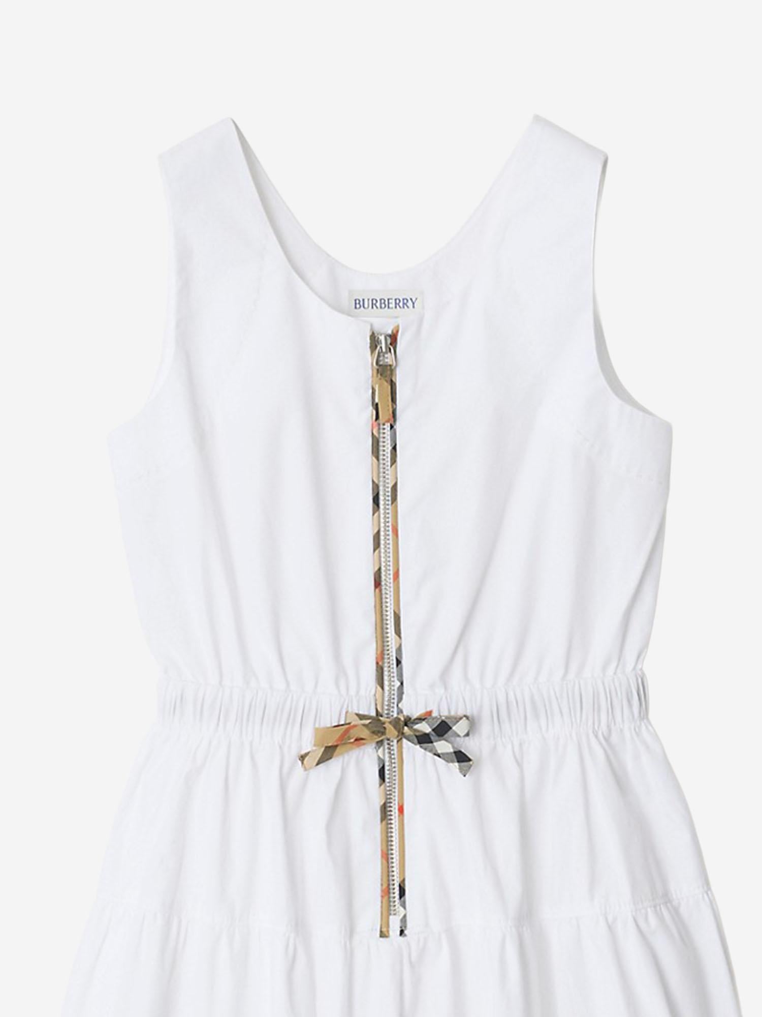 ABITO IN COTONE CON FINITURE CHECK 8117419 WHITE BURBERRY KIDS 