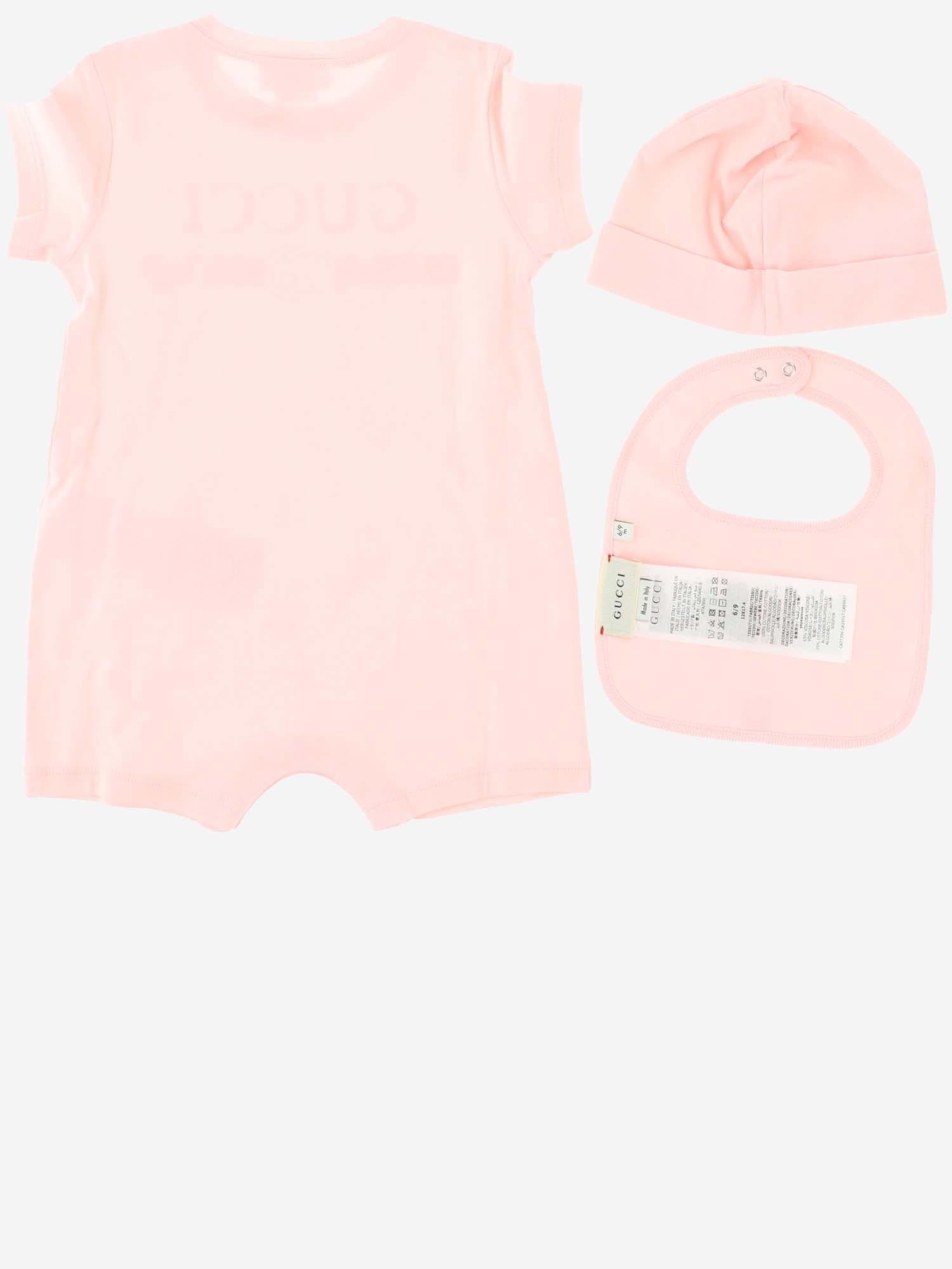 SET TUTINA BAVAGLINO E BERRETTO CON LOGO 548249 X3L645861 GUCCI KIDS 