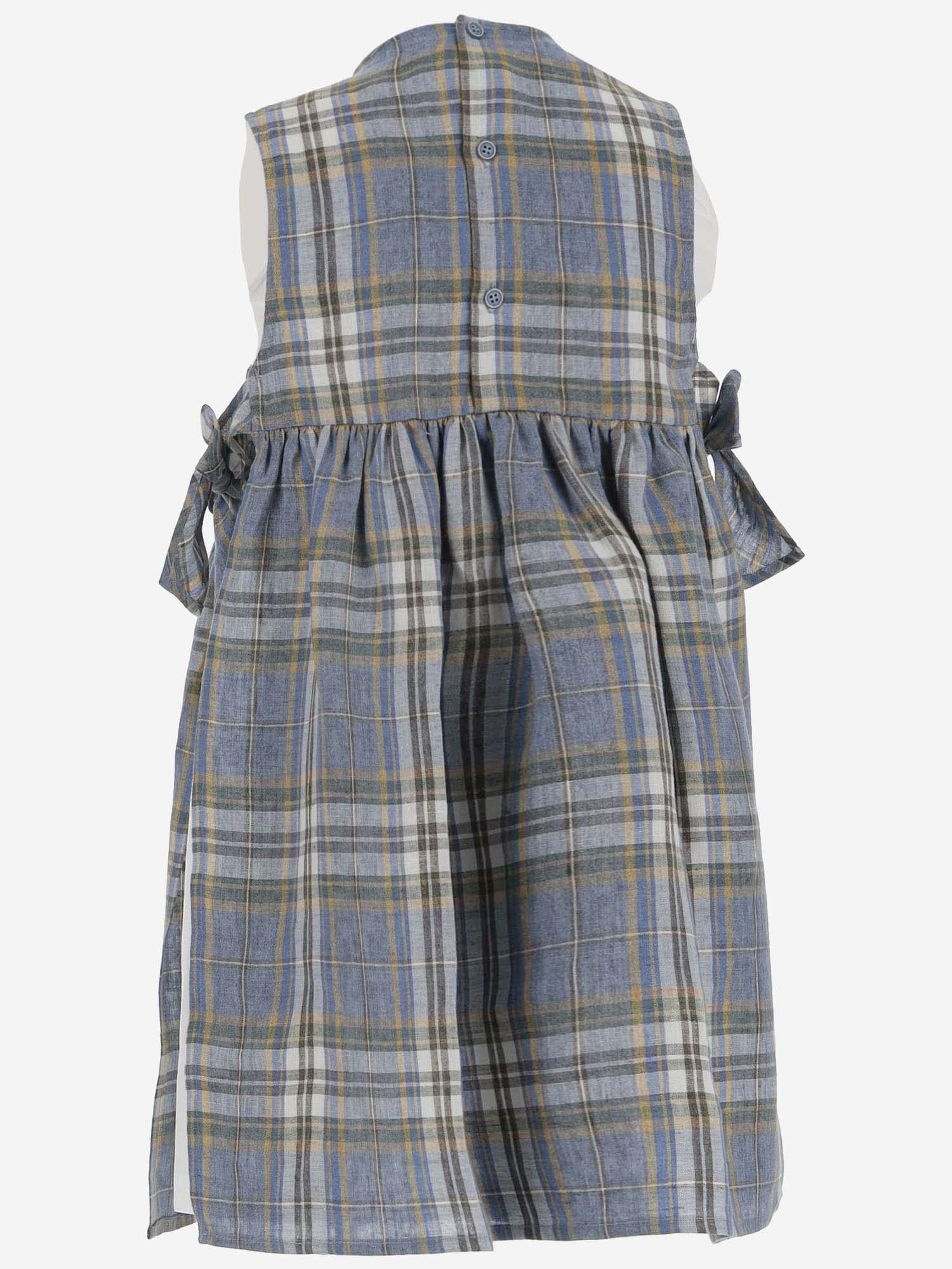 ABITO IN LINO STAMPA MADRAS P24VA328L3021 429 IL GUFO KIDS 