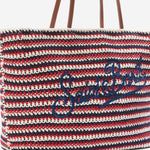 Borsa Tote Crochet a righe con logo ricamato CRO0007 00593L MC2 SAINT BARTH 