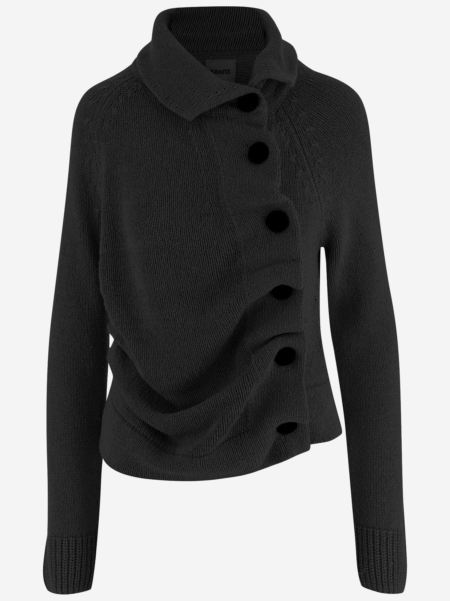 MAGLIA IN SETA E COTONE CON ABOTTONATURA ASIMMETRICA 9813458 200 KHAITE 