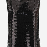 TOP SENZA MANICHE IN TESSUTO LUCIDO CON PAILLETTES T061 PTSTBLACK NICCOLO PASQUALETTI 