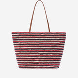 Borsa Tote Crochet a righe con logo ricamato CRO0007 00593L MC2 SAINT BARTH 