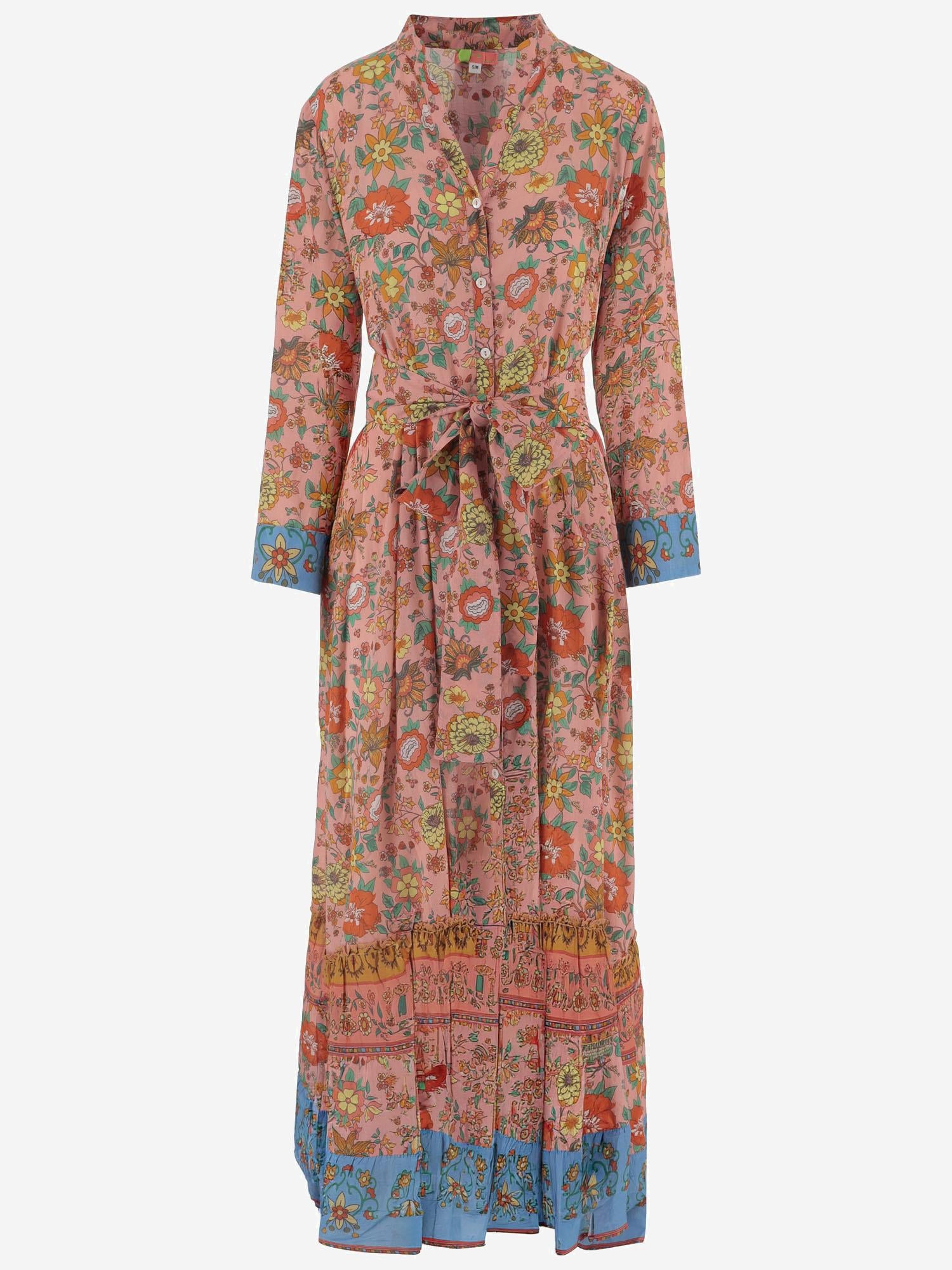 ABITO IN COTONE CON MOTIVO FLOREALE<BR/> LAURA 03PINK PEPS CANNES 