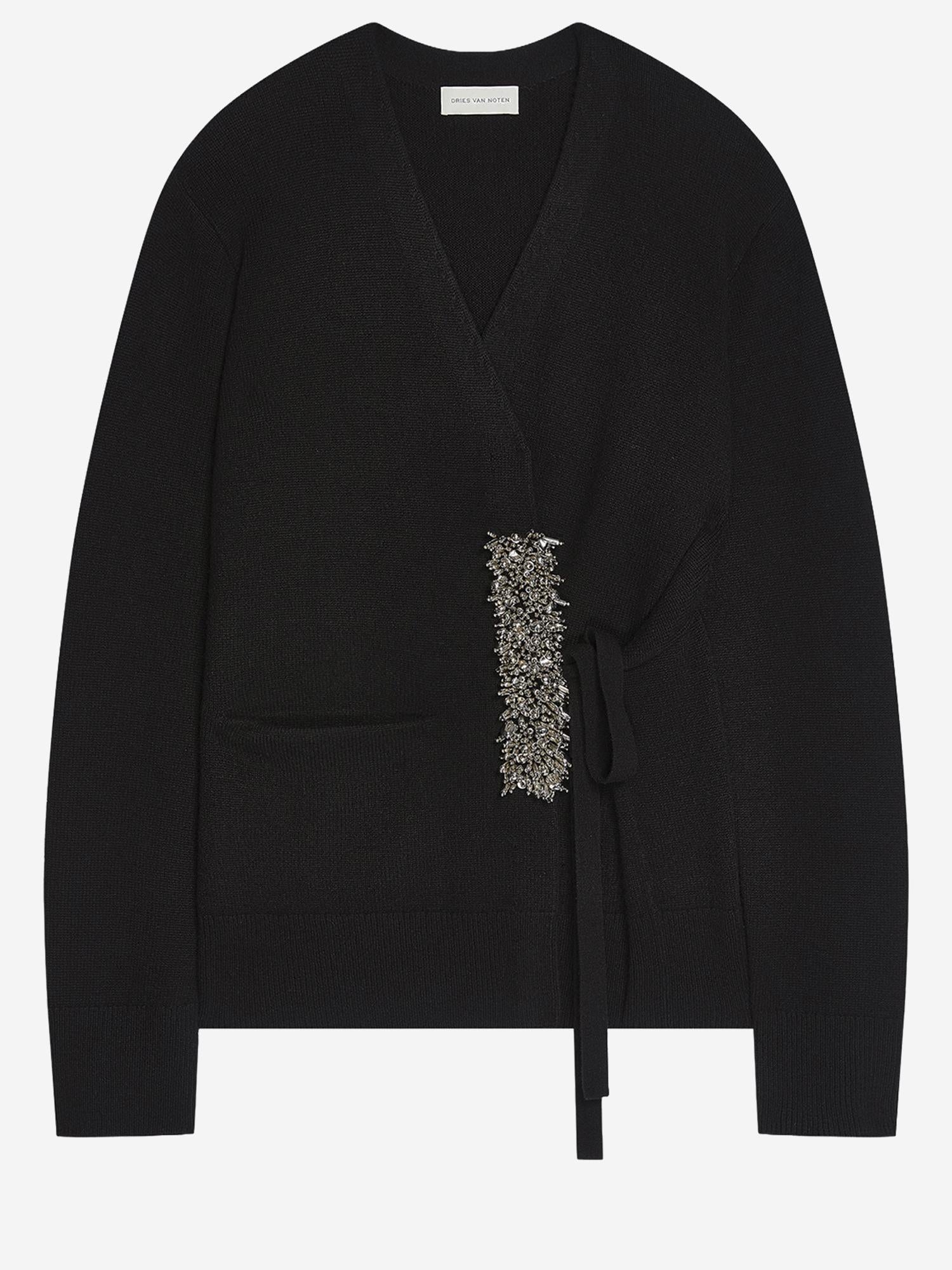 CARDIGAN IN CASHMERE CON CHIUSURA LATERALE 011224 2704900 DRIES VAN NOTEN 