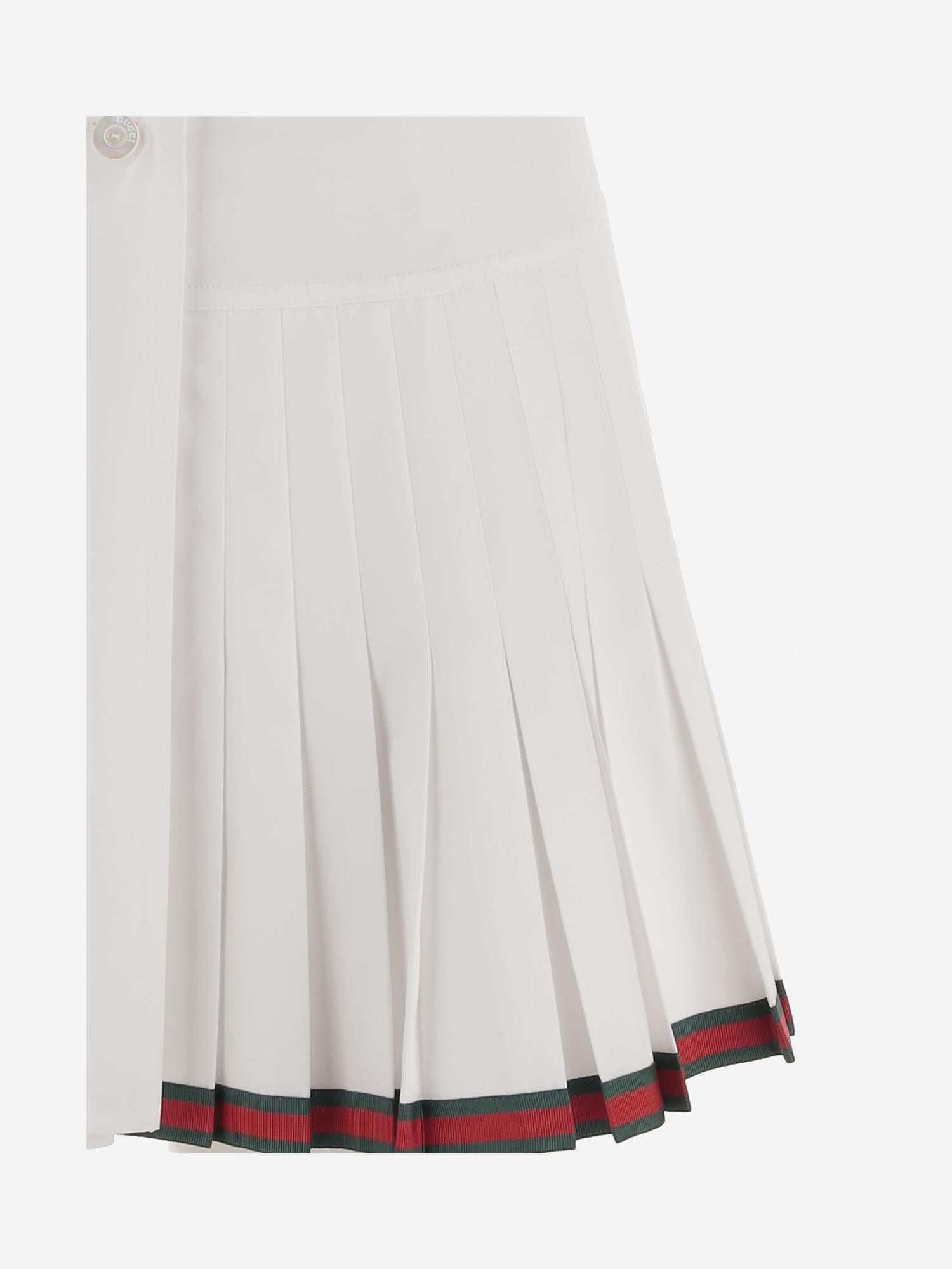 GONNA IN COTONE CON PIEGHE PARZIALI E BANDE WEB 846659 ZAJP19000 GUCCI 